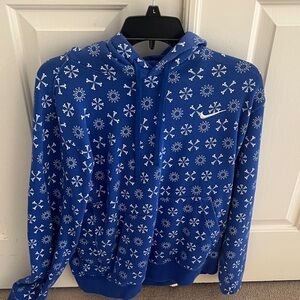 Nike Men’s Blue Snowflake Pattern Men's Sweater Hoodie Size M